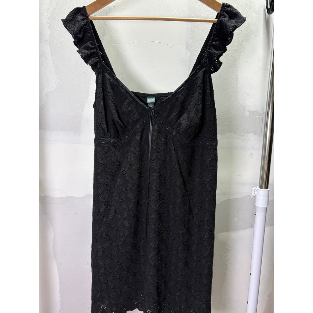 Wild Fable Black Lace Ruffle‎ Strap Mini Dress XXL Eyelet Scalloped Hem V-Neck